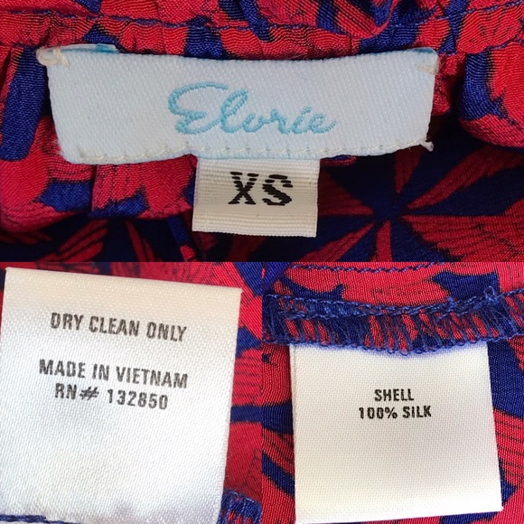 Elorie XS red blue silk blouse - Picture 8 of 8